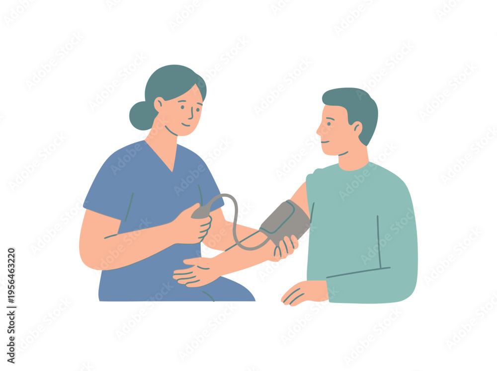 Fototapeta premium Healthcare Worker Checks Patient