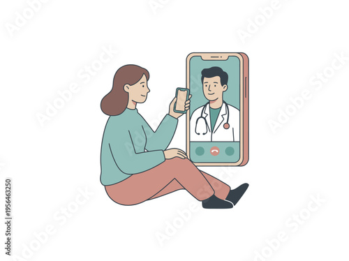 Woman on video call with doctor