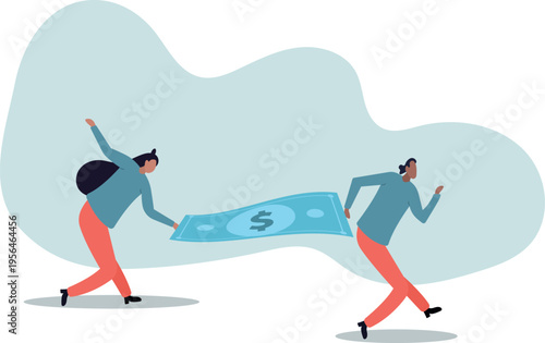 People carry money dollar banknote metaphor of capital, salary or income, wages to pay and purchase value,human life and situation.