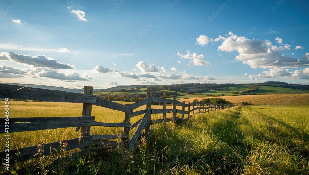 Fototapeta premium Damaged fence in the field
