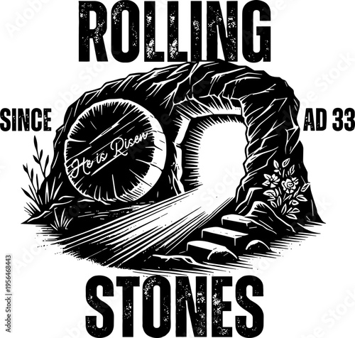 Rolling Stone He is Risen Svg, Easter Svg