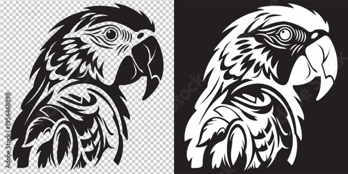 two stylized parrots facing each other vector illustration