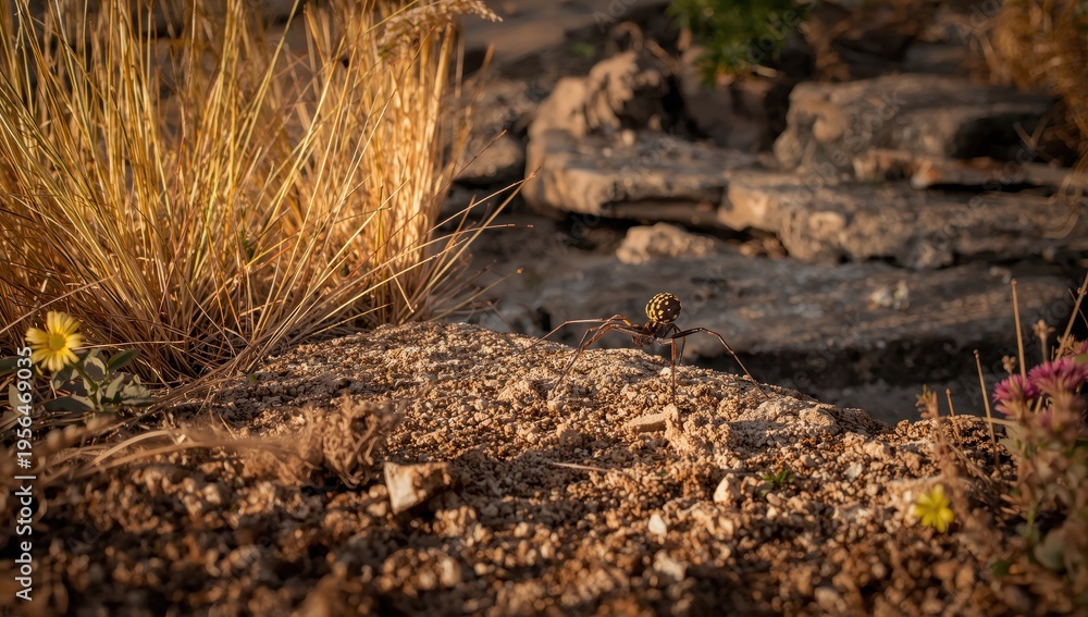 Fototapeta premium Loxosceles rufescens, brown recluse spider, in its natural environment.