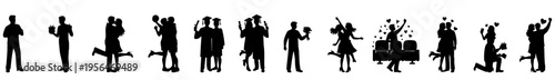 Creative Title: Joyous Life Transitions and Romantic Achievement Celebration Silhouettes