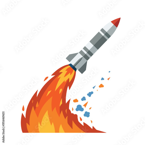 vector flat a ballistic missile is launching upwards at high speed 09