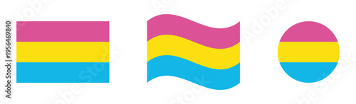 Pansexual Pride Flag Icon Set Various Shapes for LGBT Identity and Inclusion