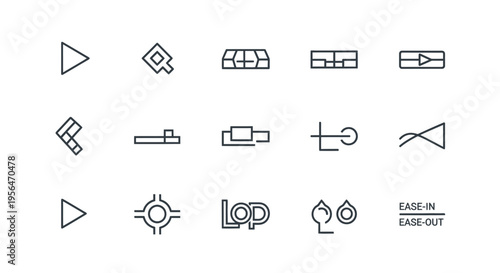 Abstract icon set of multimedia playback controls and design elements