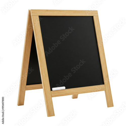 Wooden framed chalkboard with chalk isolated on transparent background