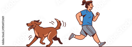 Active lifestyle with pet owner and dog running