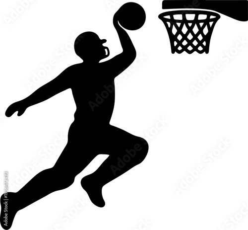 Basketball Player Dunk Silhouette Vector Icon
