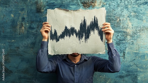 Wallpaper Mural A worried character clutches a crumpled piece of paper, capturing a moment of anxiety and confusion Torontodigital.ca