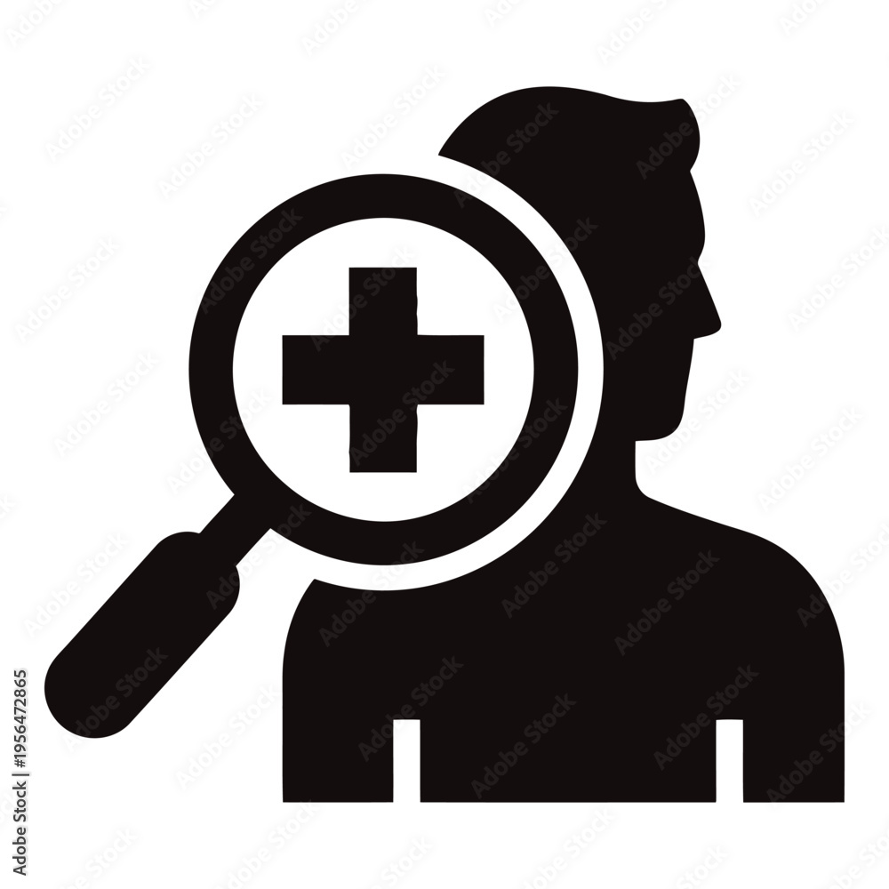 Obraz premium Medical professional being examined through a magnifying glass with a cross symbol