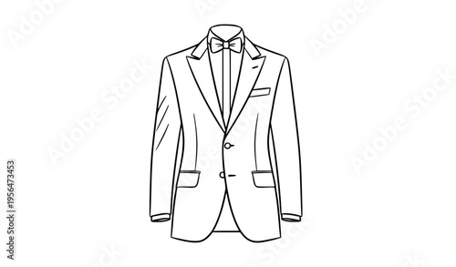 Formal mens tuxedo sketch hand drawn suit vector illustration