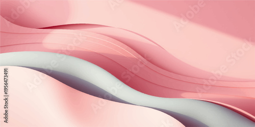 Abstract pink wave design background with smooth curved lines, vector illustration, pink silk texture wallpaper, business template banner style backdrop