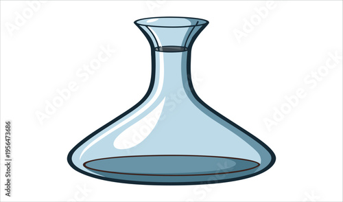 Clear glass decanter with wide base and narrow neck