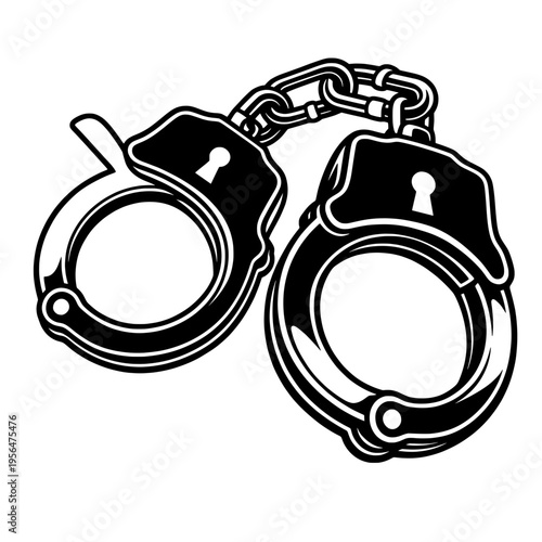 Handcuffs Icon Illustration – Police Arrest Shackles Vector Design