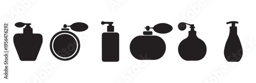 Variety of perfume and lotion pump bottle silhouettes for beauty products design packaging