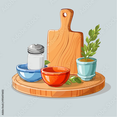 Minimalistische Küchenaccessoires mit Holz und Keramik