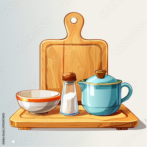 Minimalistische Küchenaccessoires mit Holz und Keramik