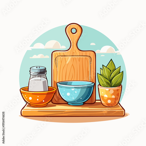 Minimalistische Küchenaccessoires mit Holz und Keramik