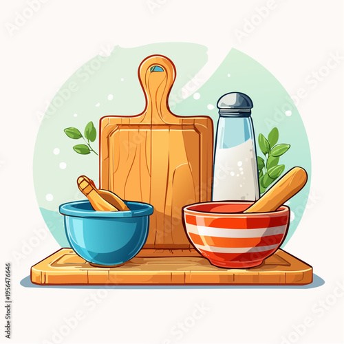 Minimalistische Küchenaccessoires mit Holz und Keramik