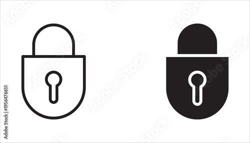 Padlock icon set. Open and closed padlocks. Locked and unlocked icons. Security symbols. White background.