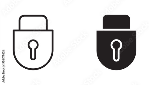 Padlock icon set. Open and closed padlocks. Locked and unlocked icons. Security symbols. White background.