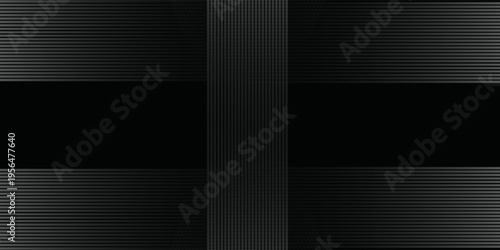 Black background with shiny diagonal lines wallpaper, Black and grey metallic abstract tech geometric linear background. vector