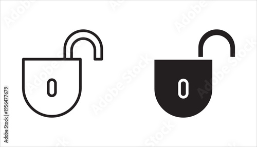 Padlock icon set. Open and closed padlocks. Locked and unlocked icons. Security symbols. White background.