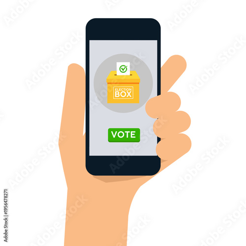 Electronic voting on mobile svg cut file. Isolated vector illustration.