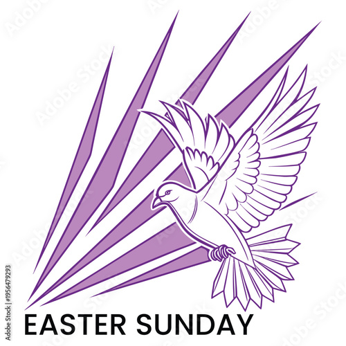 Easter Sunday Holy Spirit Dove and Light Rays Illustration