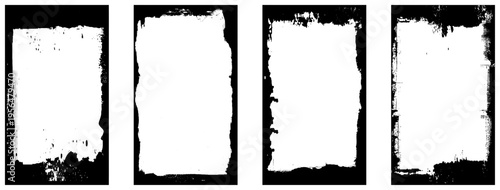 Grunge frame on a white background. Old frame with dust texture.  Dirty retro border. 