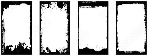 Grunge rectangle border set .Grunge style with brush stroke grunge frame.