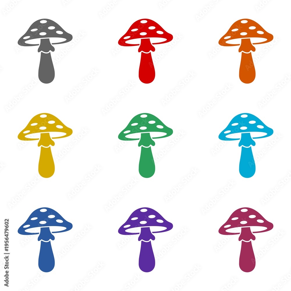 Obraz premium Mushroom Simple icon isolated on white background. Set icons colorful