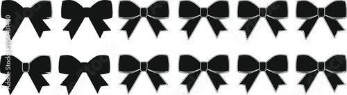Set of black bow ties for formal events and suits