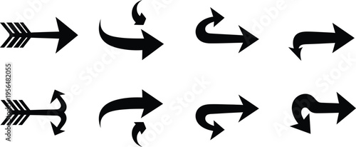 Collection of black arrows pointing in various directions