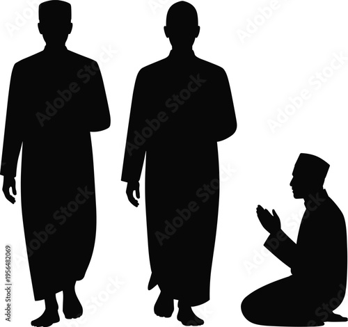 Biathlon Athlete Silhouette Collection Featuring Cross Country Skiing and Rifle Shooting Poses, Winter Sports Competition Figures for Professional Graphic Design Vector