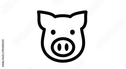 Simple black outline icon of a pig's head with ears, eyes, and a snout on a white background, representing a farm animal.