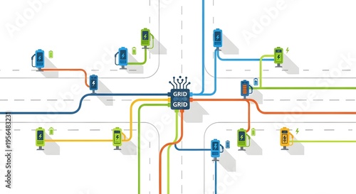 Smart City Grid with Connected Vehicles and Infrastructure.