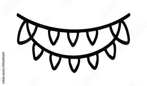 Hand drawn festive garland of pennant flags in a curved line