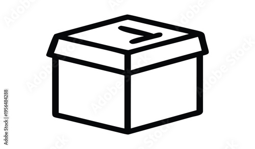 Simple outline icon of a ballot box with a check mark