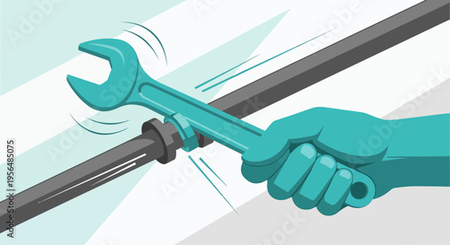 Illustrative Hand Tightening Pipe Fitting with Adjustable Wrench for Plumbing Repairs