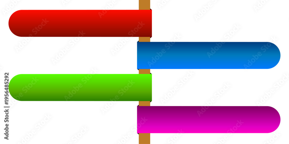 Fototapeta premium Modern multi-colored infographic banner with four gradient horizontal ribbons and a central wooden pole perfect for business process steps data visualization and presentation slide designs