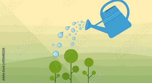 Illustrative scene displaying the impact of irrigation on plant growth and vitality