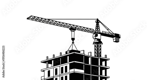 construction site with crane vector ilustration 