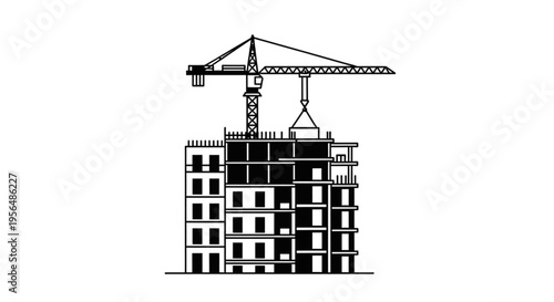 construction site with crane and building