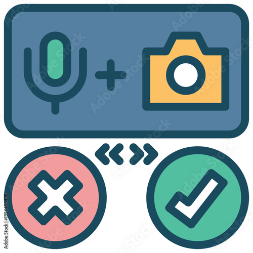 microphone camera request accept no allow privacy protection security filled outline icon