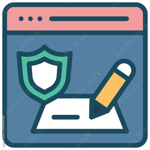 online digital signature shield protection security privacy filled outline icon