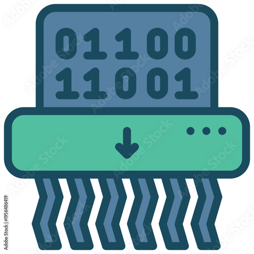 paper document report destroy binary code protection filled outline icon