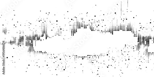 Abstract Black White Halftone Grunge Distress Texture Background. 